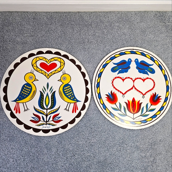 Vintage Midcentury Pennsylvania Dutch Collectible Colorful Hex Signs Love Birds - Picture 7 of 7